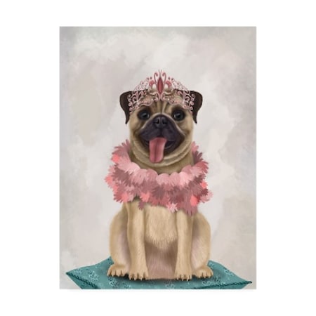 Fab Funky 'Pug Princess On Cushion' Canvas Art,18x24